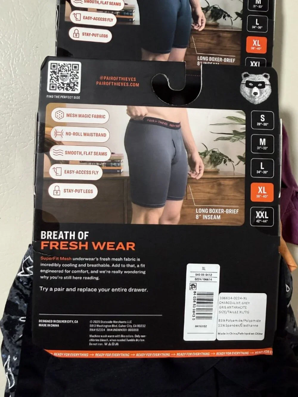 Bundle of (2) 2-Pk Pair of Thieves Super Fit Long Boxer Briefs XL